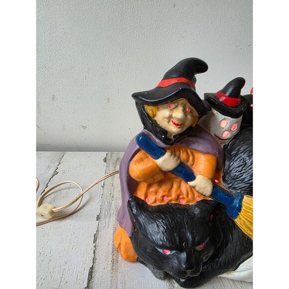 Vintage ceramic Halloween light up cat witch ghost Halloween decor table top sca - Picture 3 of 12